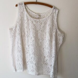 Boho white‎ sheer lace tank top size 26/28